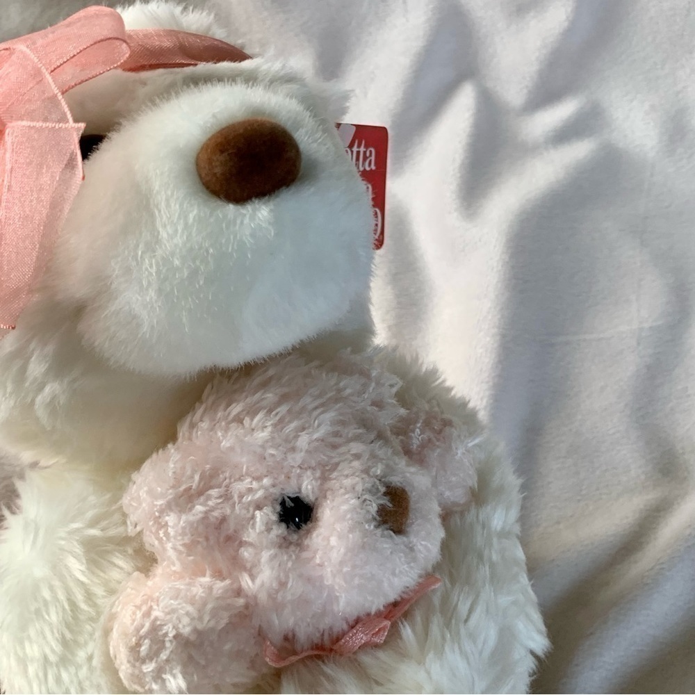 Vintage Gund “Momma’s Love” Stuffed Bear Mini Bear Toy Bow White Pink - Picture 8 of 15